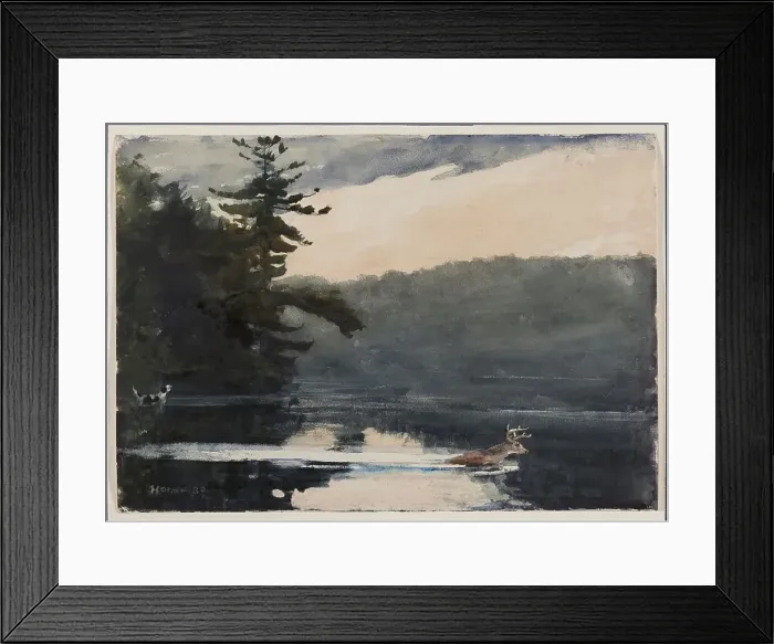 Framed Print : Deer in the Adirondacks, 1889. Creator: Winslow Homer Framed Print : Deer in the Adirondacks, 1889. Creator: Winslow Homer