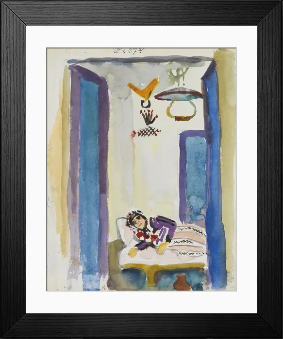Framed Print : Woman on a Divan, 1914. Creator: August Macke Framed Print : Woman on a Divan, 1914. Creator: August Macke