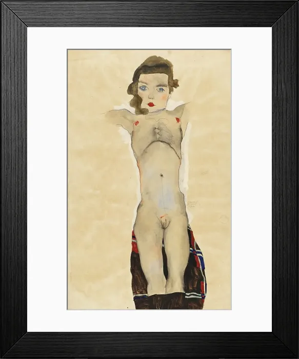 Framed Print : Nude Girl with Arms Outstretched, 1911. Creator: Egon Schiele Framed Print : Nude Girl with Arms Outstretched, 1911. Creator: Egon Schiele