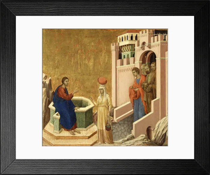 Framed Print : Christ and the Samaritan Woman, 1310. Creator: Duccio di Buoninsegna Framed Print : Christ and the Samaritan Woman, 1310. Creator: Duccio di Buoninsegna