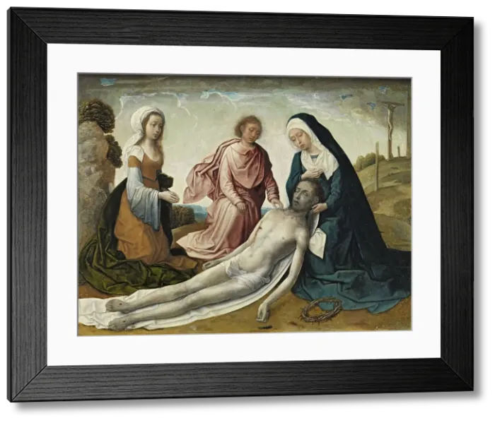 Framed Print : The Lamentation over the dead Christ, 1500. Creator: Juan de Flandes, the Elder Framed Print : The Lamentation over the dead Christ, 1500. Creator: Juan de Flandes, the Elder