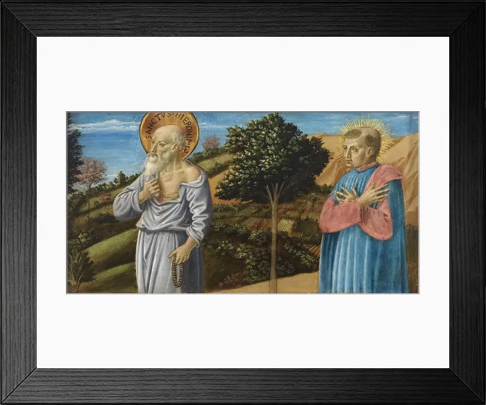Framed Print : Saint Jerome and the blessed Bartolo Buompedoni of San Gimignano, 1464. Creator: Benozzo Gozzoli Framed Print : Saint Jerome and the blessed Bartolo Buompedoni of San Gimignano, 1464. Creator: Benozzo Gozzoli