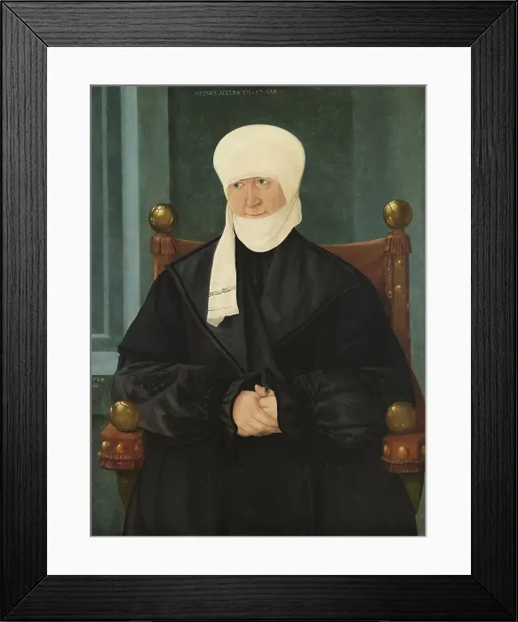 Framed Print : Portrait of a Woman aged Fifty-seven, 1539. Creator: Hans Mielich Framed Print : Portrait of a Woman aged Fifty-seven, 1539. Creator: Hans Mielich