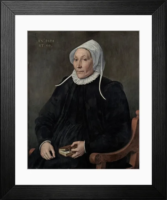 Framed Print : Portrait of a Woman aged Fifty-six, 1594. Creator: Cornelius Ketel Framed Print : Portrait of a Woman aged Fifty-six, 1594. Creator: Cornelius Ketel