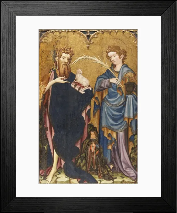 Framed Print : Saint John the Baptist and Saint John the Evangelist with a Donor, 1410. Creator: Joan Mates Framed Print : Saint John the Baptist and Saint John the Evangelist with a Donor, 1410. Creator: Joan Mates