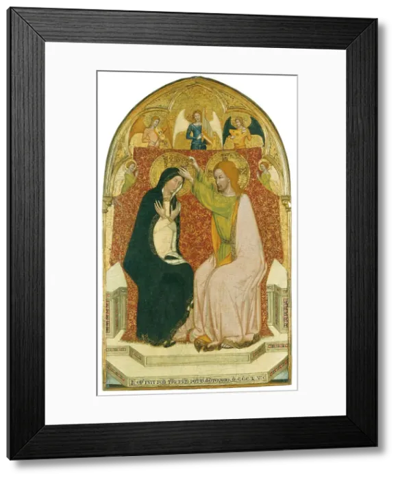 Framed Print : The Coronation of the Virgin with five Angels, 1355. Creator: Master of 1355 Framed Print : The Coronation of the Virgin with five Angels, 1355. Creator: Master of 1355