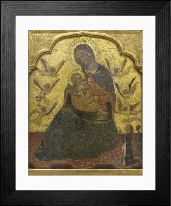 Framed Print : The Virgin of Humility with Angels and a Donor, 1360. Creator: Anon Framed Print : The Virgin of Humility with Angels and a Donor, 1360. Creator: Anon