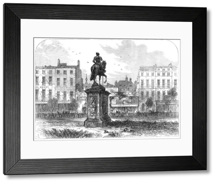 Framed Print : A sketch in Leicester-Square, 1868. Creator: Unknown Framed Print : A sketch in Leicester-Square, 1868. Creator: Unknown