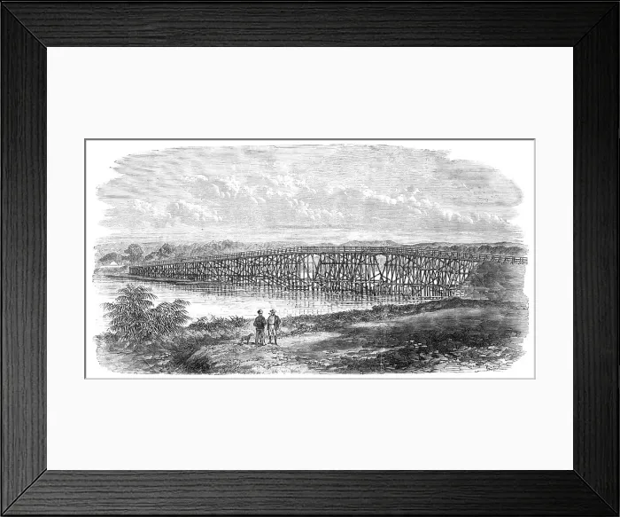 Framed Print : Bridge at North Fremantle, Western Australia, 1868. Creator: Unknown Framed Print : Bridge at North Fremantle, Western Australia, 1868. Creator: Unknown