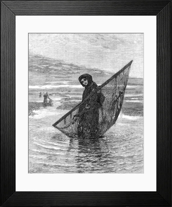 Framed Print : A Shrimper, by L. Smythe, in the winter exhibition at the French Gallery, Pall-Mall, 1868. Creator: W Thomas Framed Print : A Shrimper, by L. Smythe, in the winter exhibition at the French Gallery, Pall-Mall, 1868. Creator: W Thomas