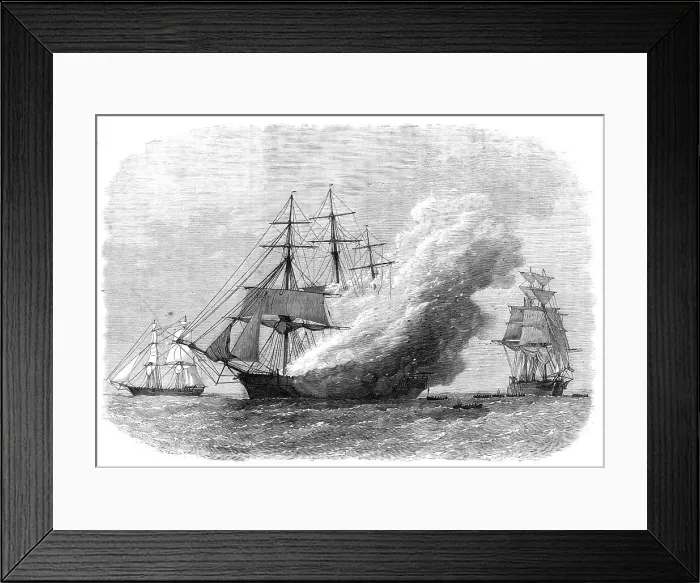 Framed Print : Burning of the Omar Pacha, Australian ship, homeward bound, 1869. Creator: Unknown Framed Print : Burning of the Omar Pacha, Australian ship, homeward bound, 1869. Creator: Unknown