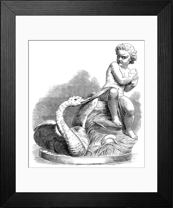 Framed Print : Child and Swan, (sculpture), by J. S. Westmacott, in the Royal Academy Exhibition, 1869. Creator: Unknown Framed Print : Child and Swan, (sculpture), by J. S. Westmacott, in the Royal Academy Exhibition, 1869. Creator: Unknown