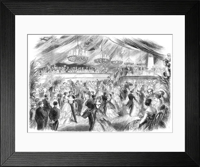 Framed Print : Ball on board H.M.S. Royal Alfred, the flagship of Admiral Sir R. Mundy, at Barbadoes, 1868. Creator: Unknown Framed Print : Ball on board H.M.S. Royal Alfred, the flagship of Admiral Sir R. Mundy, at Barbadoes, 1868. Creator: Unknown