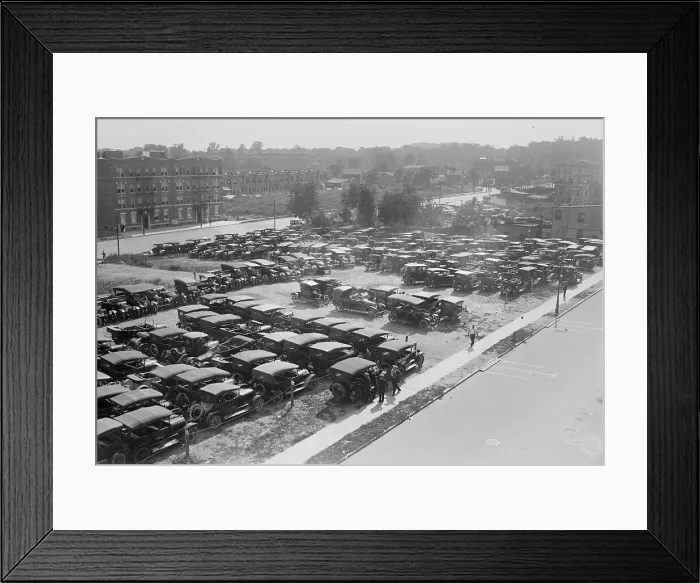 Framed Print : Auto's parked at Ebbets Field, 1916. Creator: Bain News Service Framed Print : Auto's parked at Ebbets Field, 1916. Creator: Bain News Service
