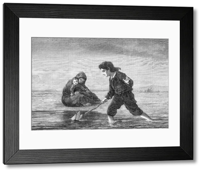 Framed Print : Children of the Sea, by L. Duncan, in the General Exhibition of Water-Colour Drawings, 1869. Creator: W Thomas Framed Print : Children of the Sea, by L. Duncan, in the General Exhibition of Water-Colour Drawings, 1869. Creator: W Thomas