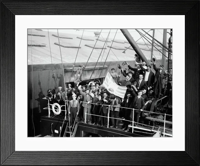 Framed Print : Greeks departing on Madonna, 1912. Creator: Bain News Service Framed Print : Greeks departing on Madonna, 1912. Creator: Bain News Service