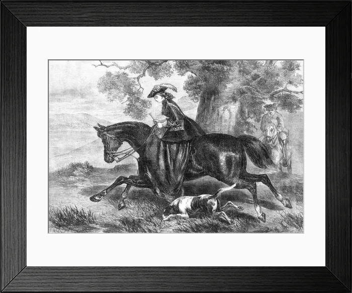 Framed Print : Full Cry, by F. Tayler, from the winter exhibition, No. 7, Haymarket, 1868. Creator: W Thomas Framed Print : Full Cry, by F. Tayler, from the winter exhibition, No. 7, Haymarket, 1868. Creator: W Thomas