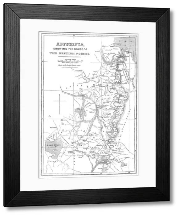 Framed Print : Abyssinia, showing the route of the British forces, 1868. Creator: John Dower Framed Print : Abyssinia, showing the route of the British forces, 1868. Creator: John Dower