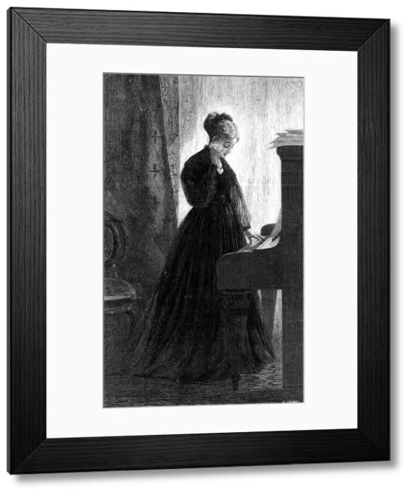 Framed Print : I Cannot Sing the Old Songs, by Miss A. Claxton, in the Suffolk-Street Exhibition, 1868. Creator: W Thomas Framed Print : I Cannot Sing the Old Songs, by Miss A. Claxton, in the Suffolk-Street Exhibition, 1868. Creator: W Thomas