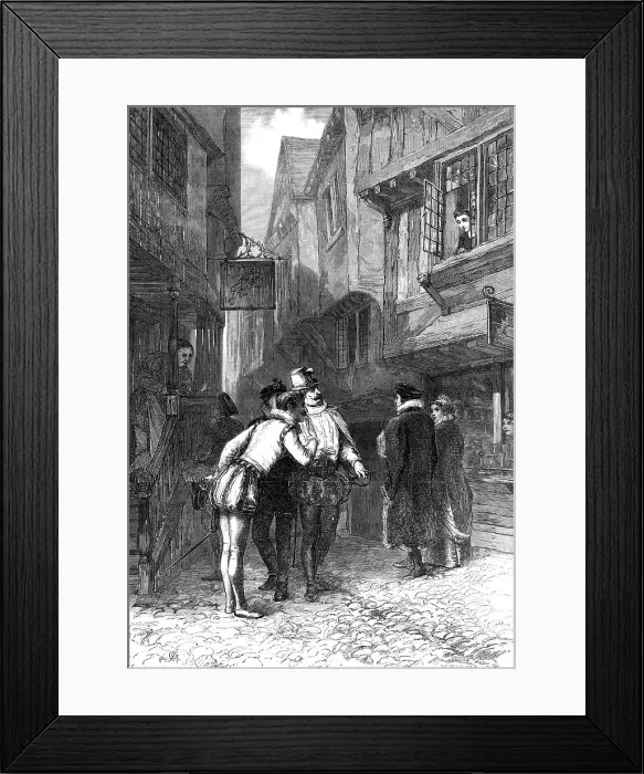 Framed Print : Gallants, by A. C. Gow...Winter Exhibition of the Institute of Painters in Water Colours, 1869. Creator: W Thomas Framed Print : Gallants, by A. C. Gow...Winter Exhibition of the Institute of Painters in Water Colours, 1869. Creator: W Thomas