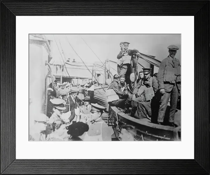 Framed Print : Life belt drill on liner, between c1915 and c1920. Creator: Bain News Service Framed Print : Life belt drill on liner, between c1915 and c1920. Creator: Bain News Service