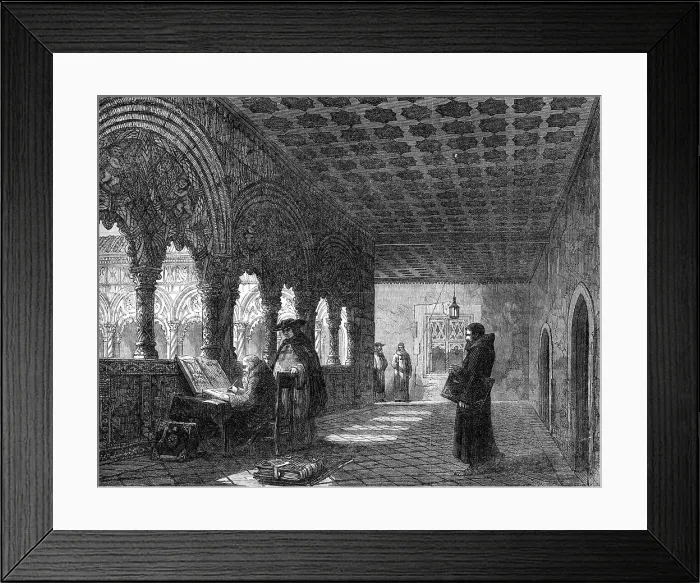 Framed Print : Monks Illuminating in a Convent at Valladolid, Spain, by T. R. Macquoid... 1869. Creator: W Palmer