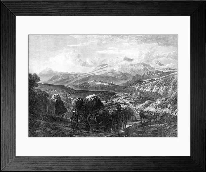 Framed Print : Morning-View in the Highlands of Braemar, by W.L. Leitch...winter exhibition... 1868. Creator: Mason Jackson Framed Print : Morning-View in the Highlands of Braemar, by W.L. Leitch...winter exhibition... 1868. Creator: Mason Jackson