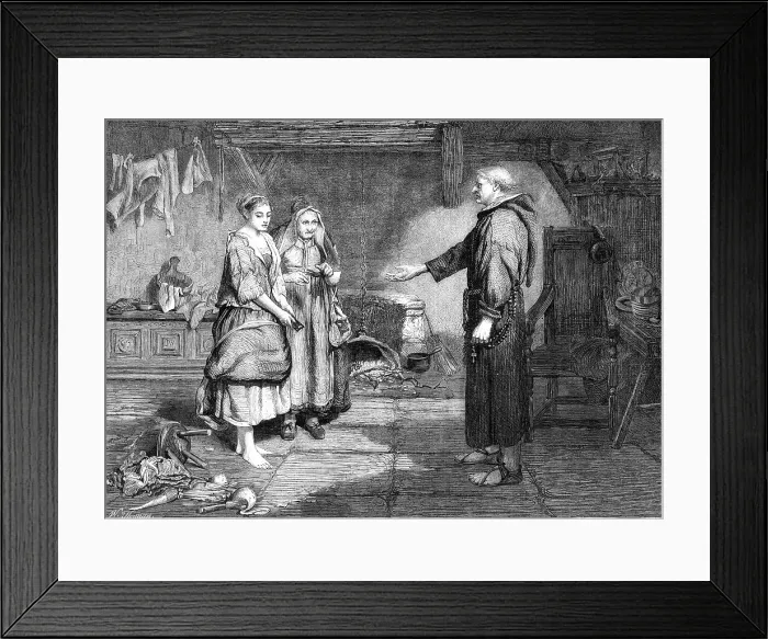 Framed Print : The Bible and the Monk, by J. Pettie, in the Winter Exhibition, Suffolk-Street, 1865. Creator: W Thomas Framed Print : The Bible and the Monk, by J. Pettie, in the Winter Exhibition, Suffolk-Street, 1865. Creator: W Thomas