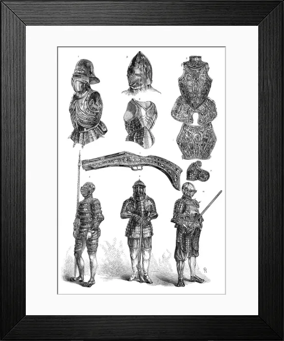 Framed Print : Arms and armour in the Meyrick Collection at South Kensington, 1869. Creator: Unknown Framed Print : Arms and armour in the Meyrick Collection at South Kensington, 1869. Creator: Unknown