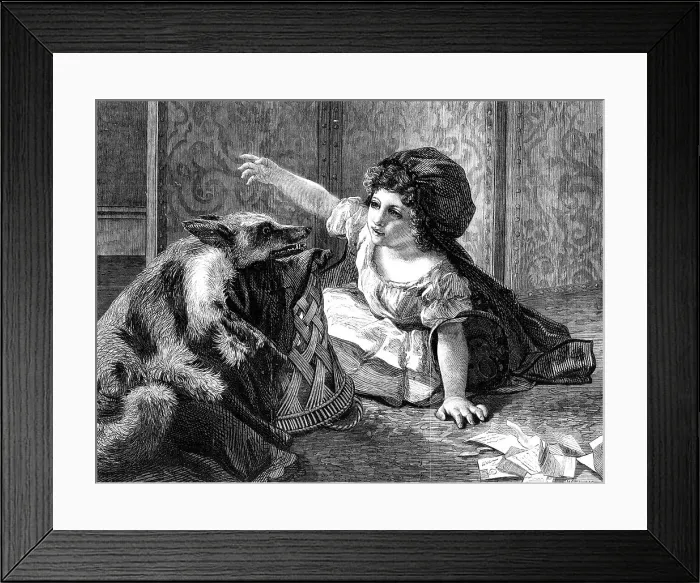 Framed Print : Red Riding Hood, by Mrs. Anderson, in the exhibition of the Society of British Artists, 1868. Creator: W Thomas Framed Print : Red Riding Hood, by Mrs. Anderson, in the exhibition of the Society of British Artists, 1868. Creator: W Thomas