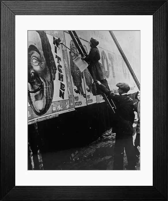 Framed Print : Woman bill poster, England, between c1915 and c1920. Creator: Bain News Service Framed Print : Woman bill poster, England, between c1915 and c1920. Creator: Bain News Service