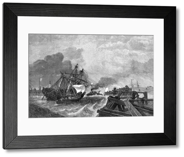 Framed Print : Ship and Crew Saved, by G. H. Andrews...exhibition...Society of Painters in Water-Colours, 1868. Creator: Unknown Framed Print : Ship and Crew Saved, by G. H. Andrews...exhibition...Society of Painters in Water-Colours, 1868. Creator: Unknown