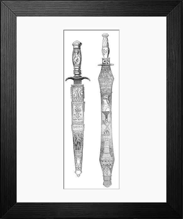 Framed Print : Art Collections in the South Kensington Museum: ivory daggers of the Dukes of Urbino, 1869. Creator: Unknown Framed Print : Art Collections in the South Kensington Museum: ivory daggers of the Dukes of Urbino, 1869. Creator: Unknown