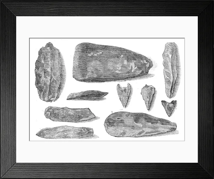 Framed Print : Flint implements found in Ireland, 1865. Creator: Unknown Framed Print : Flint implements found in Ireland, 1865. Creator: Unknown