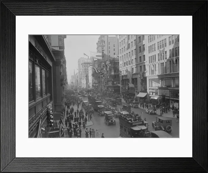 Framed Print : Fifth Ave. decorated for Parade of 5 / 13 / 16, 1916. Creator: Bain News Service Framed Print : Fifth Ave. decorated for Parade of 5 / 13 / 16, 1916. Creator: Bain News Service