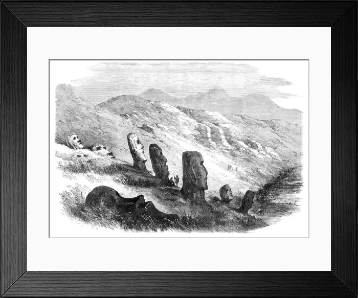 Framed Print : Group of images inside the crater of Otuiti, Easter Island, 1869. Creator: Unknown Framed Print : Group of images inside the crater of Otuiti, Easter Island, 1869. Creator: Unknown