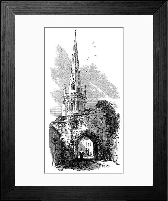 Framed Print : Leicester: Castle Gate and St. Mary's Church, 1868. Creator: Unknown Framed Print : Leicester: Castle Gate and St. Mary's Church, 1868. Creator: Unknown