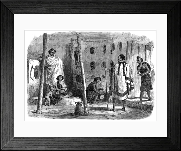 Framed Print : Interior of an Abyssinian house, 1868. Creator: Unknown Framed Print : Interior of an Abyssinian house, 1868. Creator: Unknown