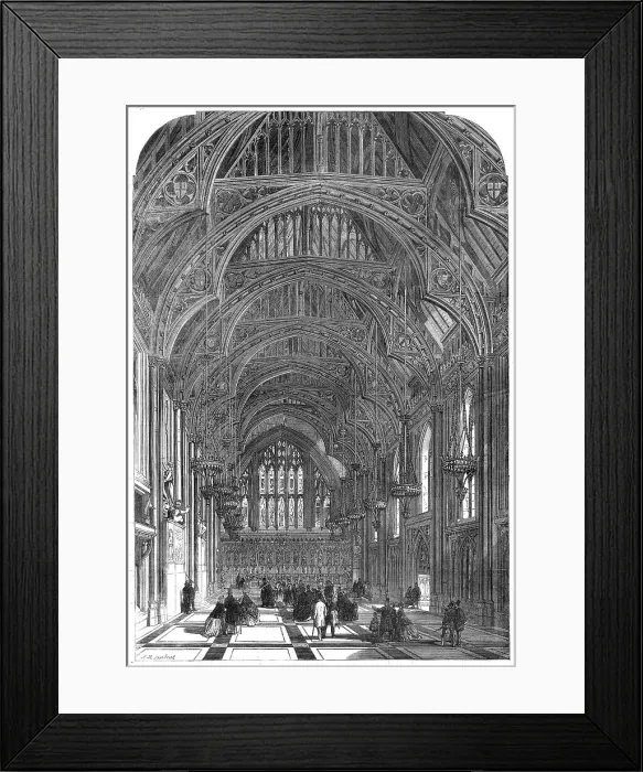 Framed Print : Interior of Guildhall, as restored, 1865. Creator: Unknown Framed Print : Interior of Guildhall, as restored, 1865. Creator: Unknown