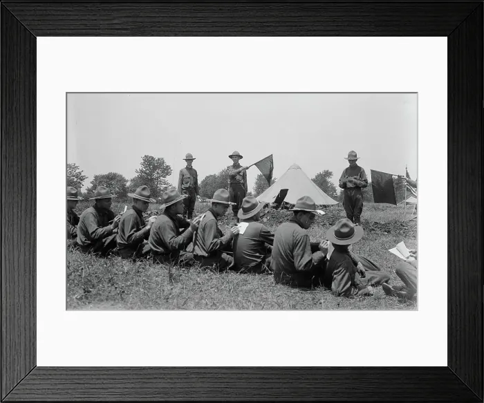 Framed Print : Wig-Wag practice, between c1915 and c1920. Creator: Bain News Service Framed Print : Wig-Wag practice, between c1915 and c1920. Creator: Bain News Service