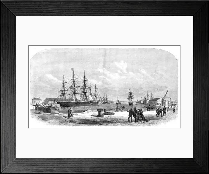 Framed Print : General view of the new docks a Millwall, 1868. Creator: Unknown Framed Print : General view of the new docks a Millwall, 1868. Creator: Unknown