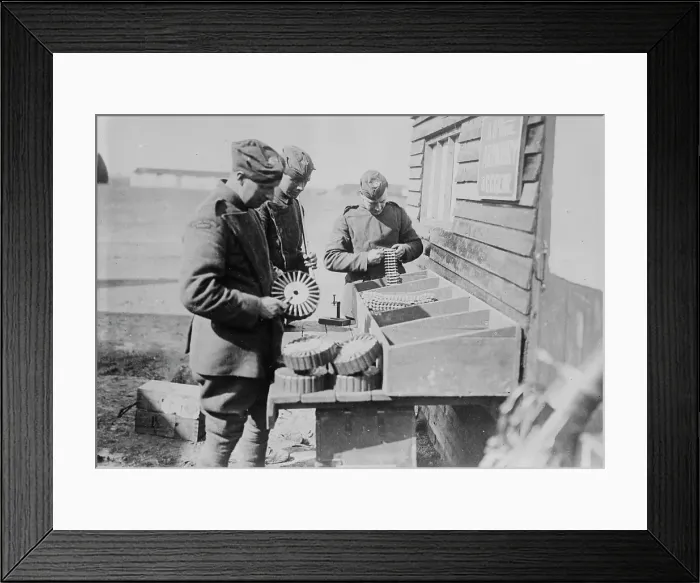 Framed Print : Loading magazines, between c1915 and c1920. Creator: Bain News Service Framed Print : Loading magazines, between c1915 and c1920. Creator: Bain News Service