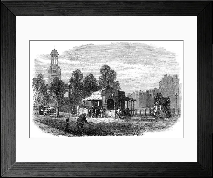 Framed Print : Kennington Turnpike-Gate, lately removed, 1865. Creator: Unknown Framed Print : Kennington Turnpike-Gate, lately removed, 1865. Creator: Unknown