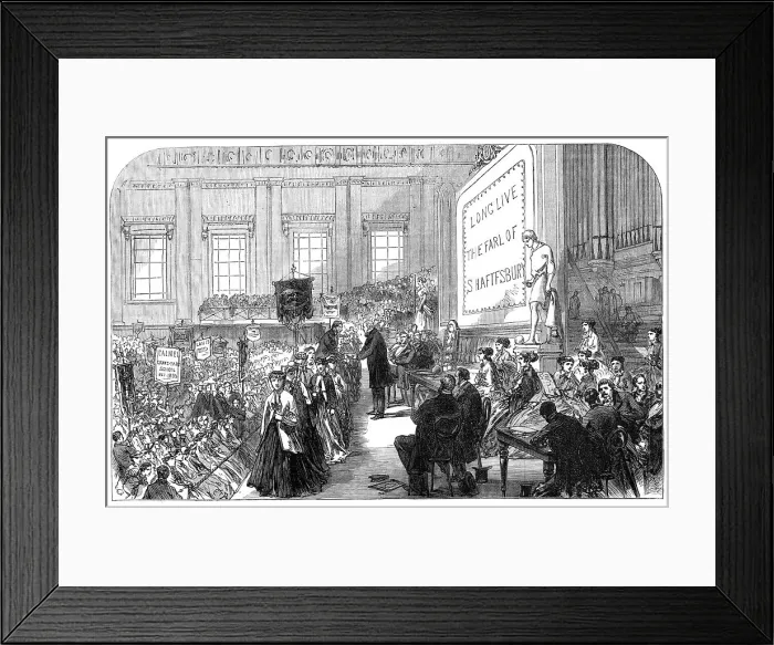 Framed Print : Distribution of prizes to ragged-school pupils at Exeter Hall, 1868. Creator: Unknown Framed Print : Distribution of prizes to ragged-school pupils at Exeter Hall, 1868. Creator: Unknown