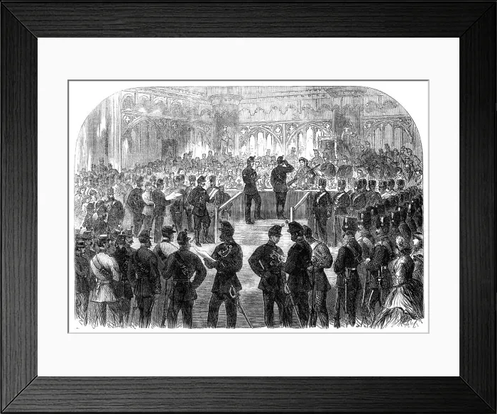 Framed Print : Distribution of Prizes to the 26th Middlesex Rifle Volunteers at Guildhall on Saturday last, 1865. Creator: Unknown Framed Print : Distribution of Prizes to the 26th Middlesex Rifle Volunteers at Guildhall on Saturday last, 1865. Creator: Unknown