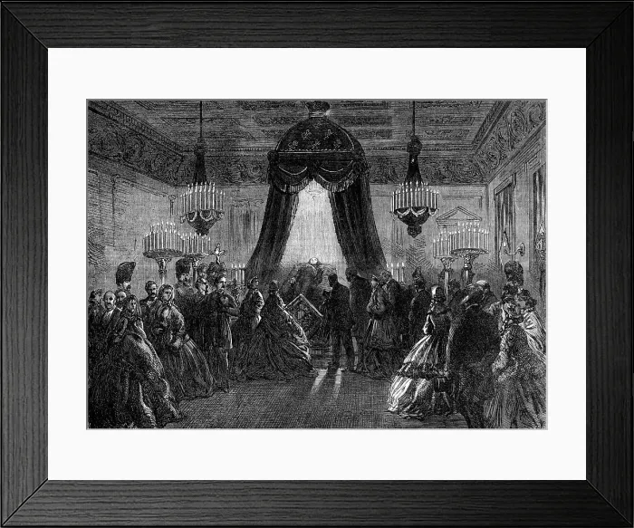 Framed Print : Funeral of the late King of the Belgians: the body lying in state...Royal Palace at Brussels, 1865. Creator: Unknown Framed Print : Funeral of the late King of the Belgians: the body lying in state...Royal Palace at Brussels, 1865. Creator: Unknown