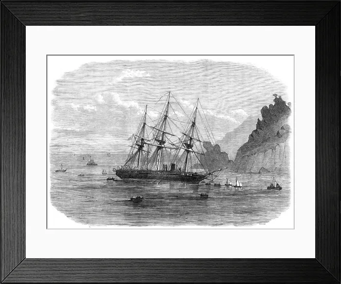 Framed Print : H.M.S. Cadmus ashore on Salcombe Bar, Devon, 1869. Creator: Unknown