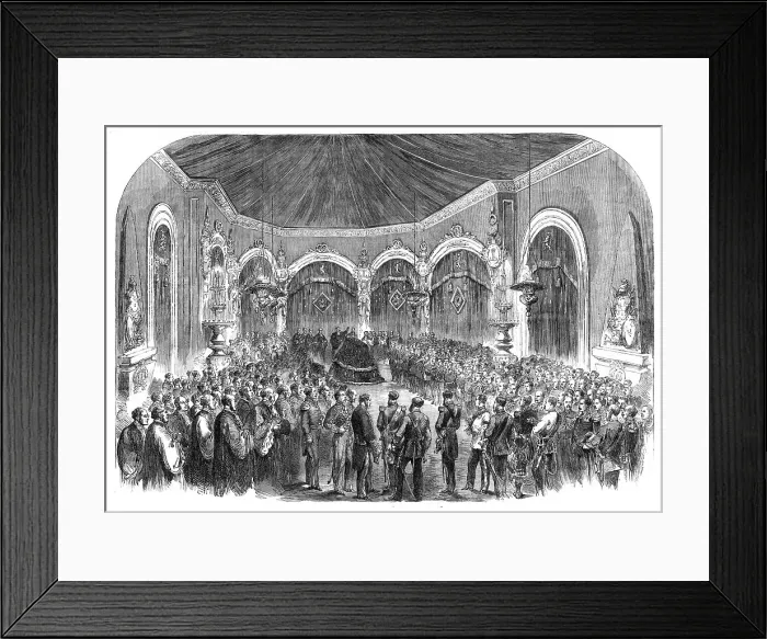 Framed Print : Funeral of the late King of the Belgians: the burial service in the Chapel at Laeken... 1865. Creator: Unknown Framed Print : Funeral of the late King of the Belgians: the burial service in the Chapel at Laeken... 1865. Creator: Unknown