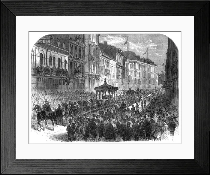 Framed Print : Funeral procession of the late Hon. Thomas d'Arcy M'Gee, at Montreal, Canada, 1868. Creator: Unknown Framed Print : Funeral procession of the late Hon. Thomas d'Arcy M'Gee, at Montreal, Canada, 1868. Creator: Unknown