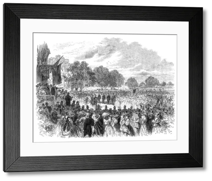 Framed Print : Mr. Disraeli opening the Industrial Exhibition at Halton, Buckinghamshire, 1868. Creator: Unknown Framed Print : Mr. Disraeli opening the Industrial Exhibition at Halton, Buckinghamshire, 1868. Creator: Unknown